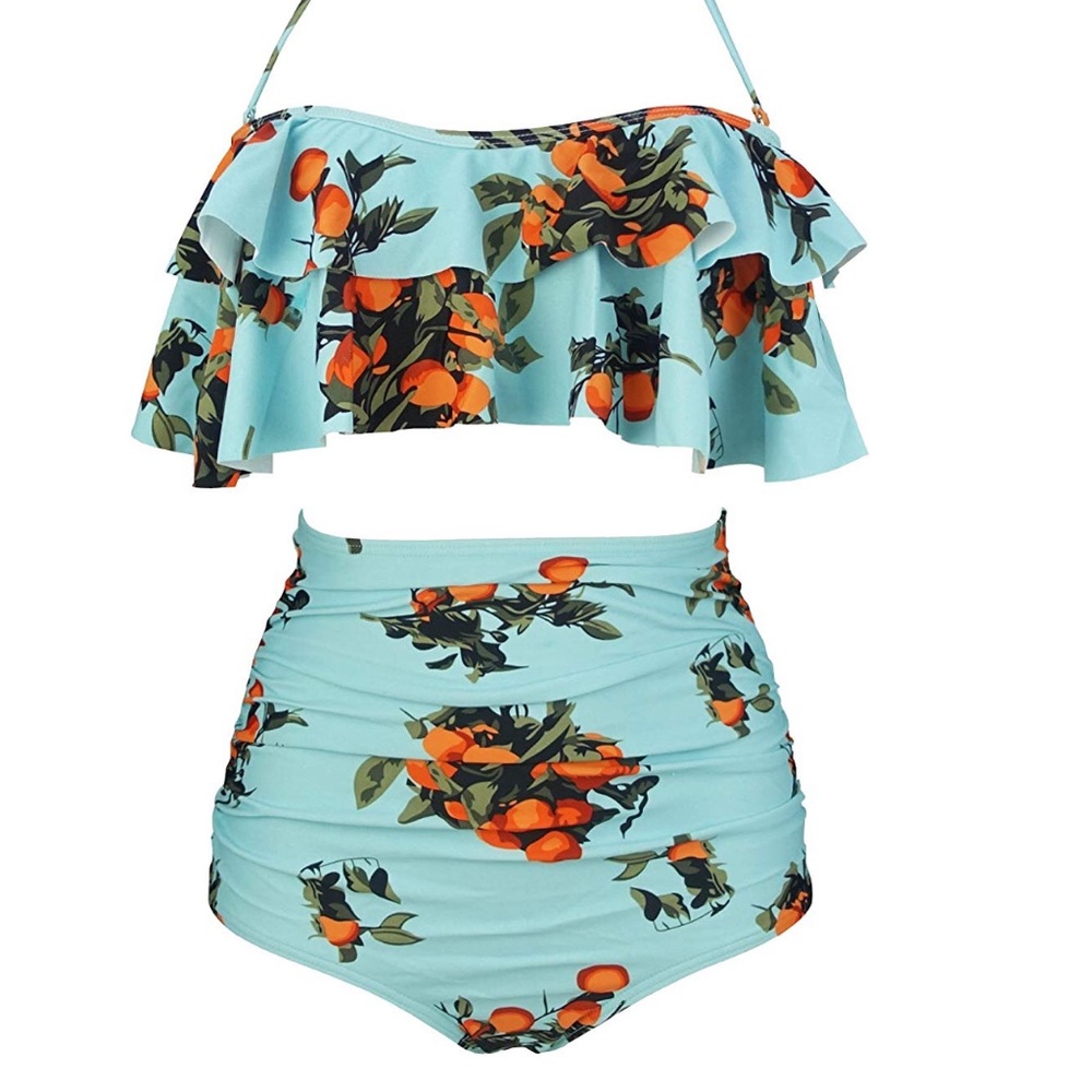 Retro high waist bikini cocoship floral